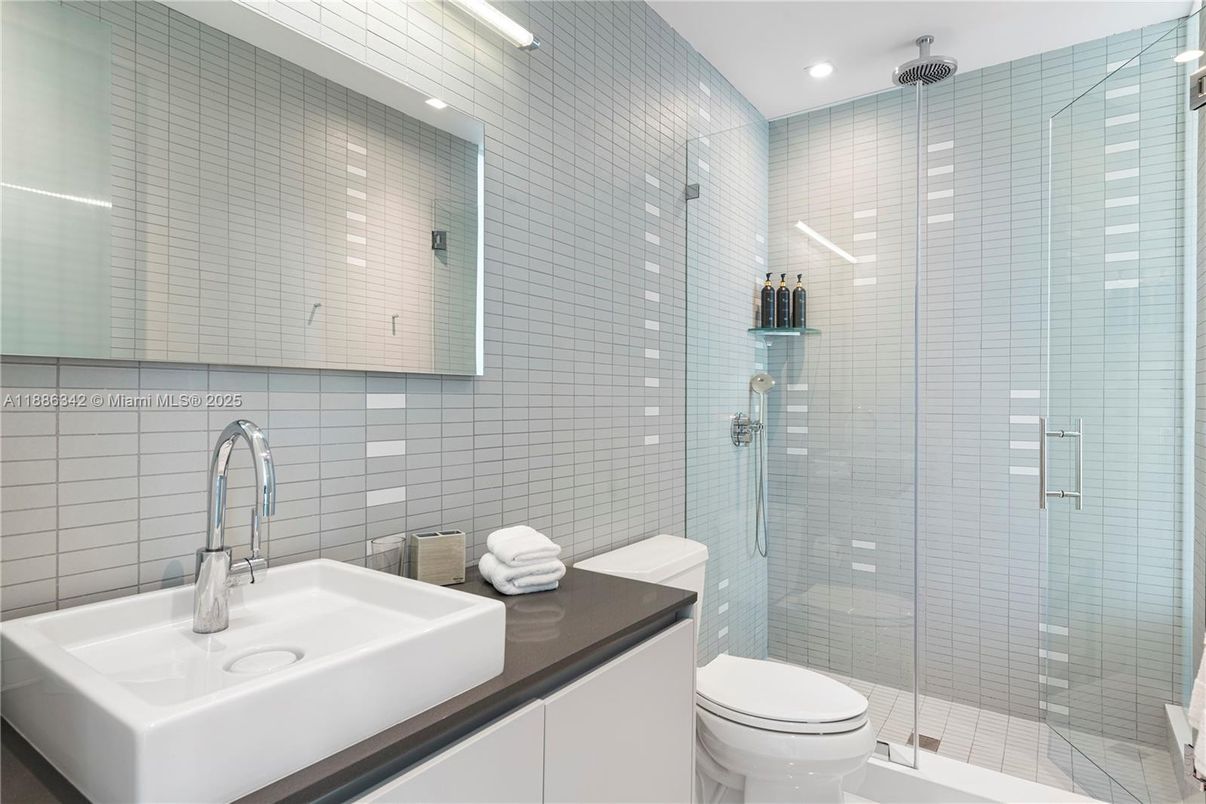 Bathroom, Glass Shower, Interior, Recessed Lighting