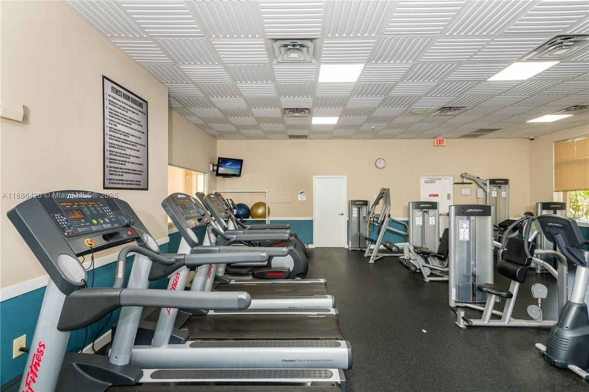 Fitness Equipment, Gym, Interior, Recessed Lighting