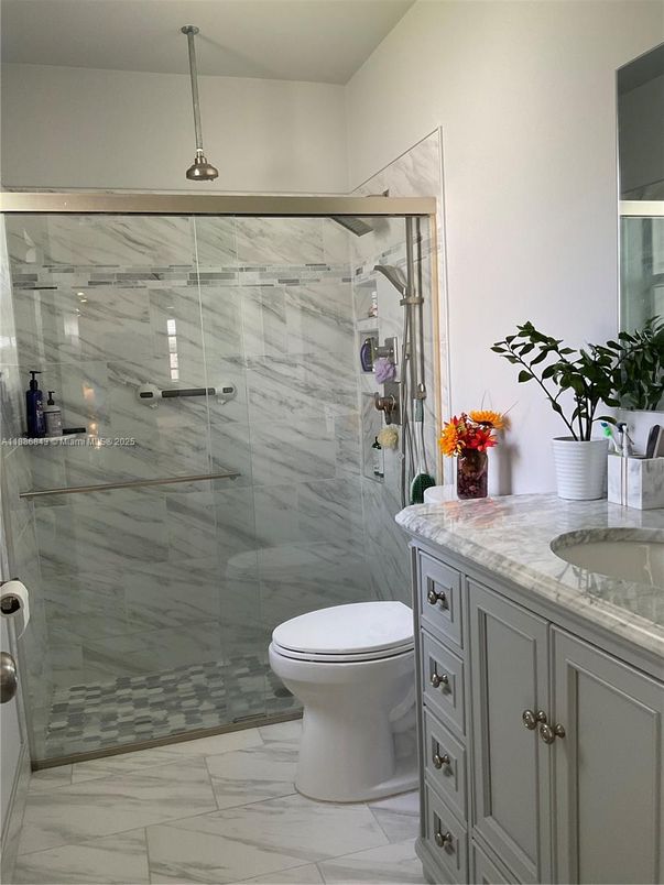 Bathroom, Glass Shower, Interior, Marble, Marble Walls