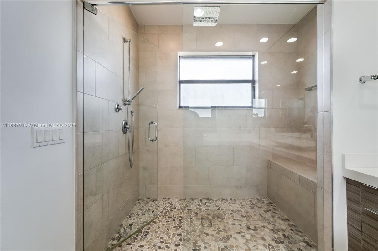 Bathroom, Glass Shower, Interior, Recessed Lighting
