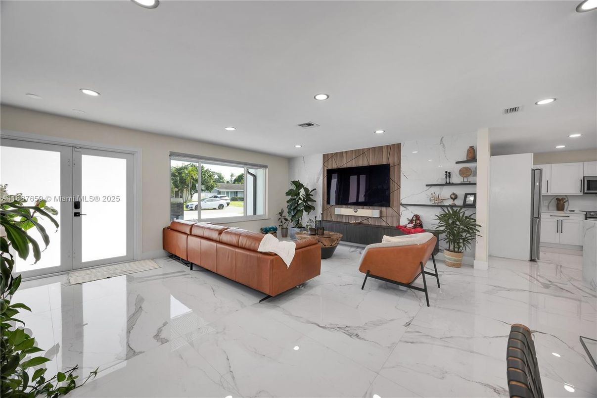 Interior, Kitchen, Living room, Marble, Recessed Lighting