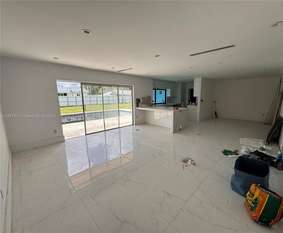 Empty room, Interior, Kitchen, Marble, Recessed Lighting
