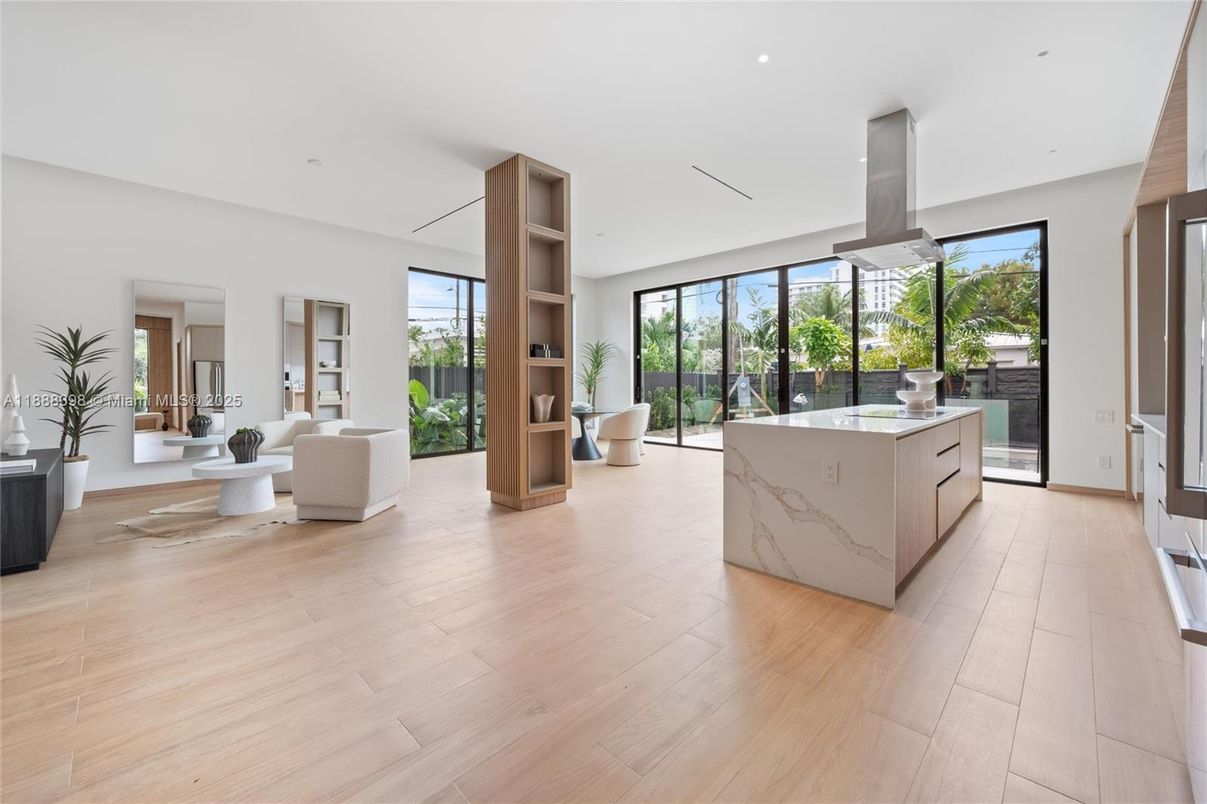 Interior, Kitchen, Recessed Lighting, Wood Texture Flooring