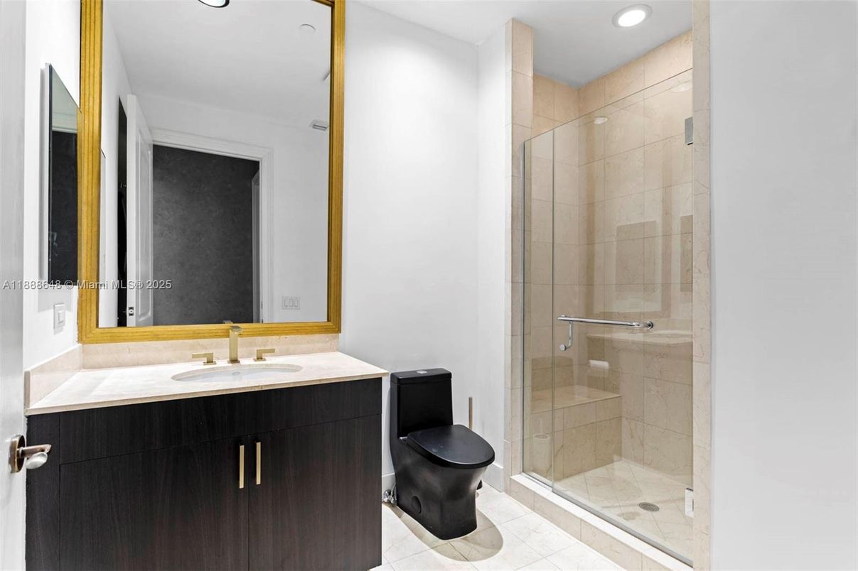 Bathroom, Glass Shower, Interior, Recessed Lighting