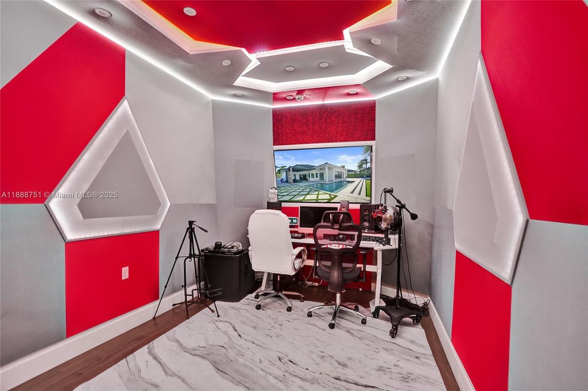 Home Office, Interior, Marble, Recessed Lighting