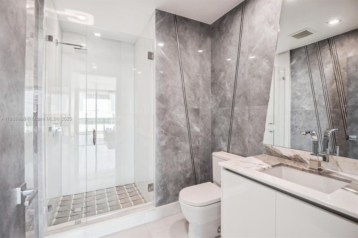 Bathroom, Glass Shower, Interior, Recessed Lighting