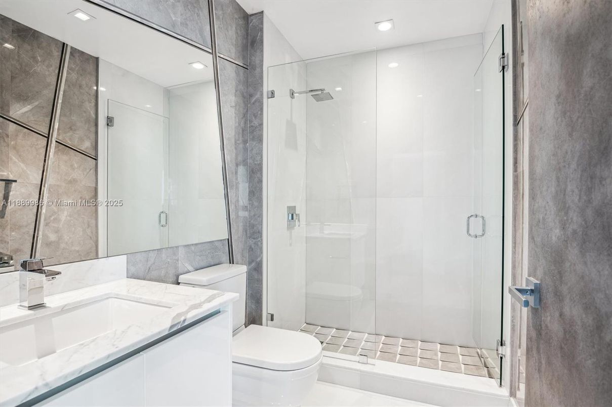 Bathroom, Glass Shower, Interior, Recessed Lighting