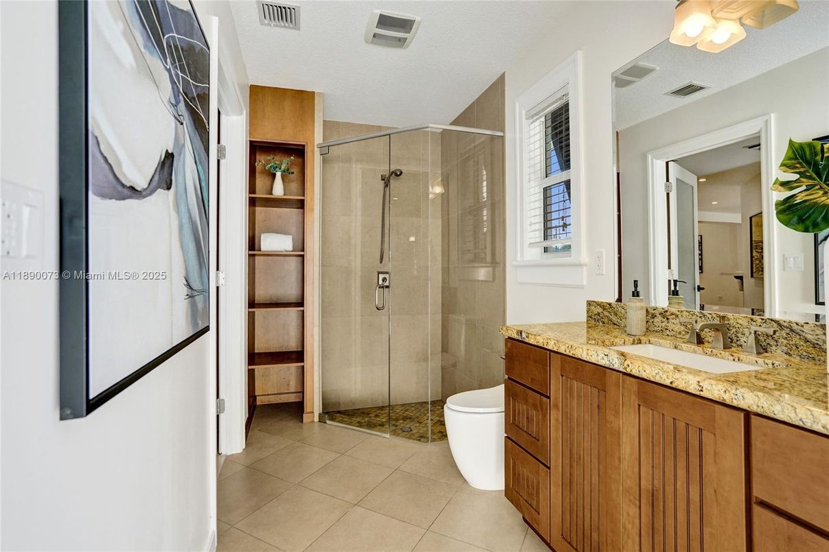 Bathroom, Glass Shower, Interior, Recessed Lighting