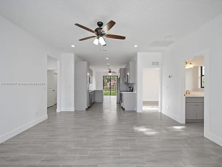Bathroom, Empty room, Interior, Recessed Lighting, Wood Texture Flooring