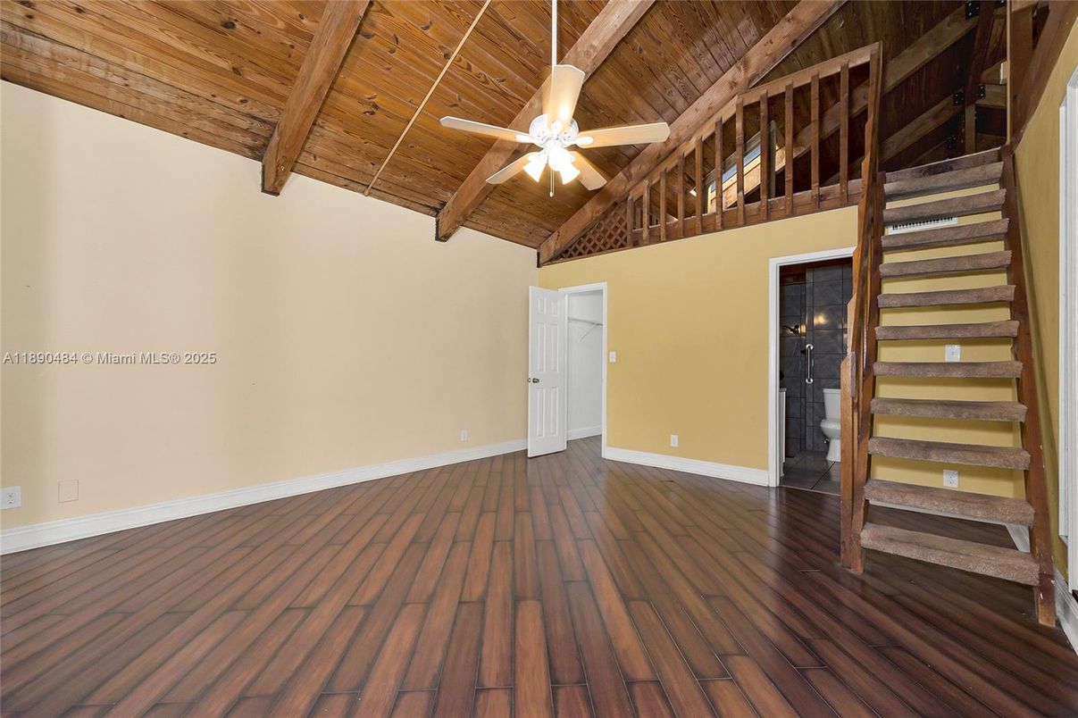 Empty room, Fireplace, Interior, Wooden Beams, Wooden Ceilings, Wood Texture Flooring