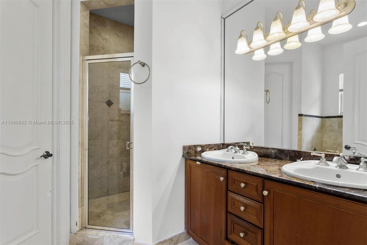 Bathroom, Dual Sink Vanities, Glass Shower, Interior