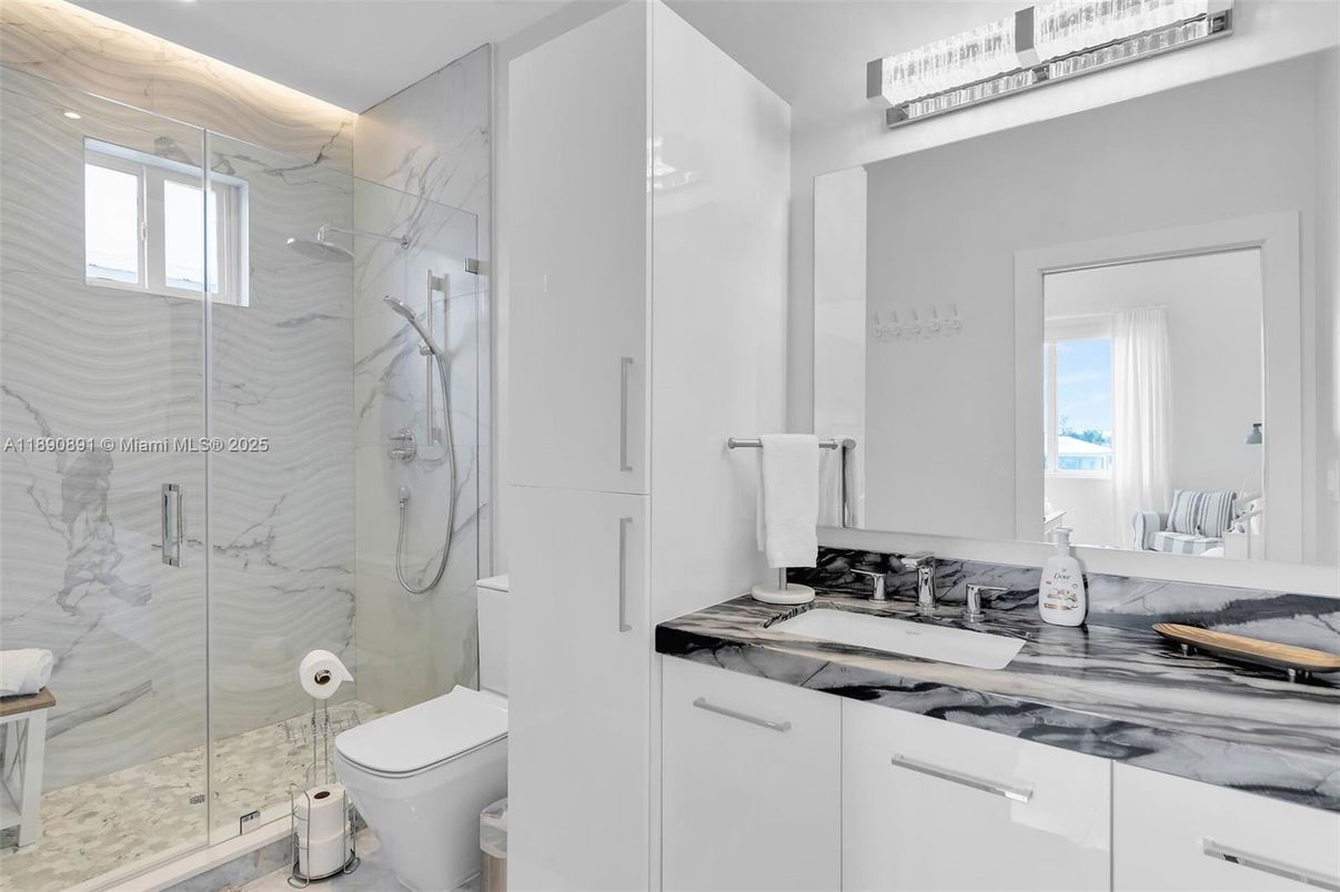 Bathroom, Glass Shower, Interior, Marble Walls