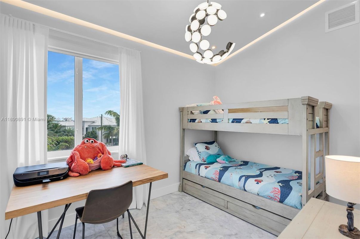 Bedroom, Home Office, Interior, Marble, Pendant Lights, Recessed Lighting