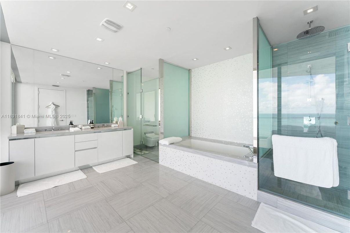 Bathroom, Glass Shower, Interior, Recessed Lighting, Water