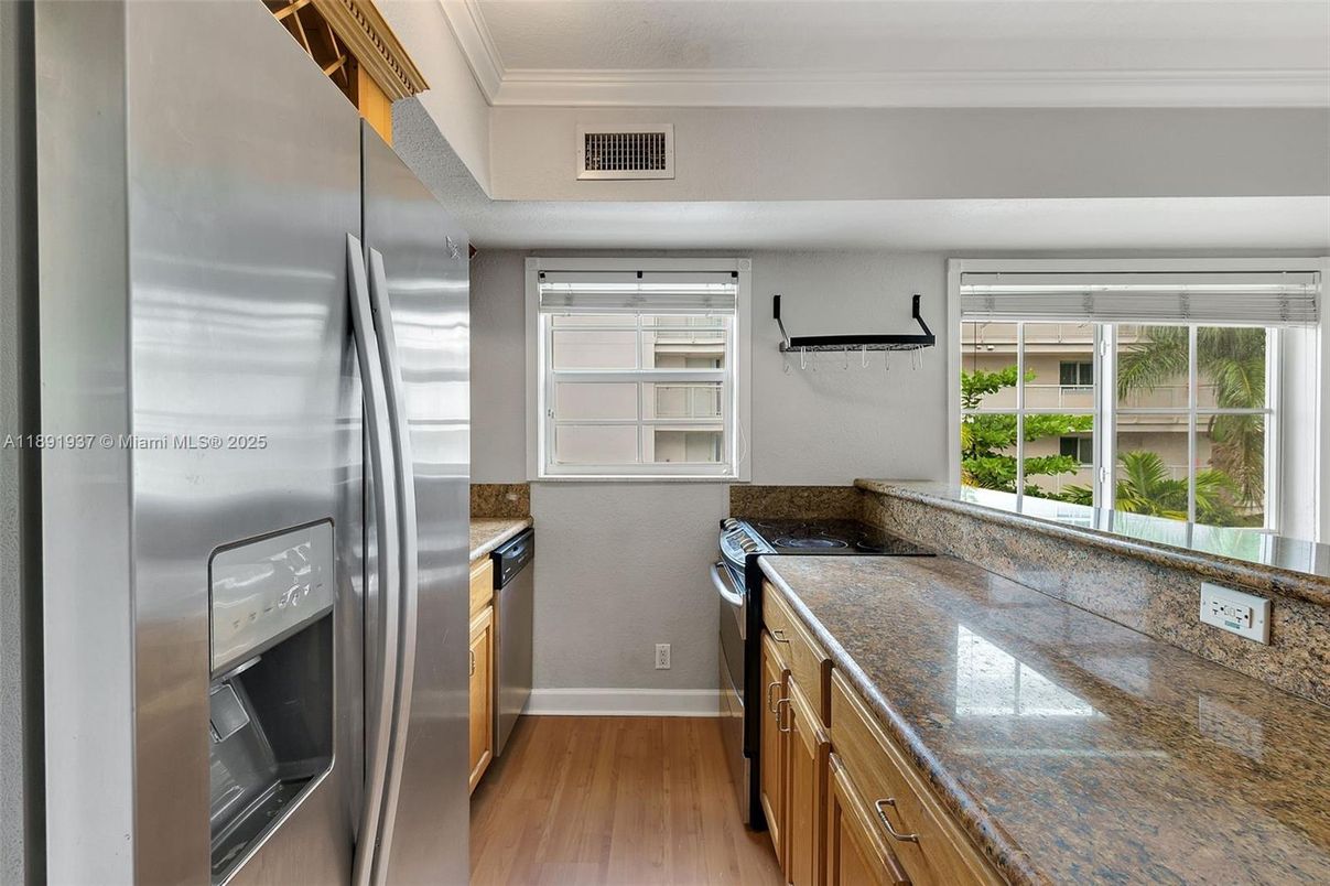 Interior, Kitchen, Stainless Steel Appliances, Wood Texture Flooring