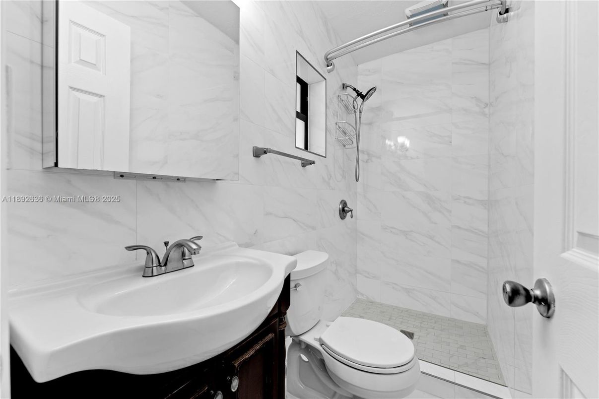 Bathroom, Glass Shower, Interior, Marble Walls