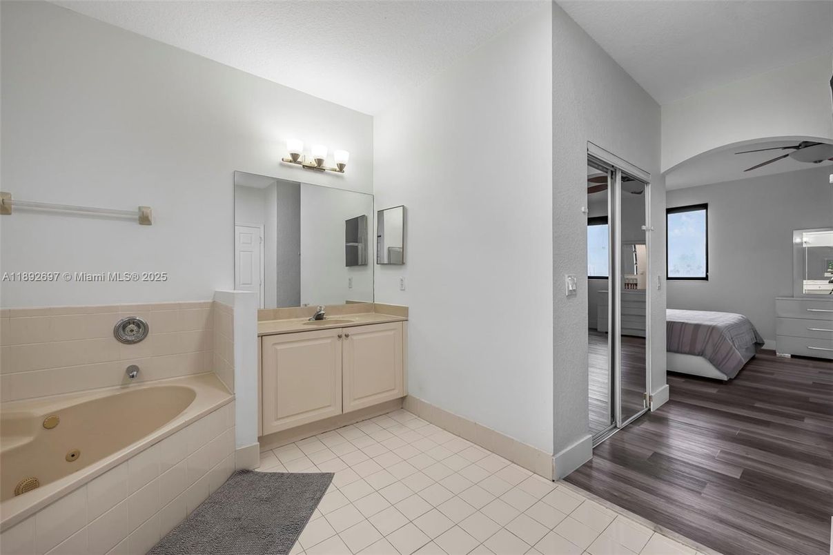 Bathroom, Bedroom, Dual Sink Vanities, Interior, Wood Texture Flooring