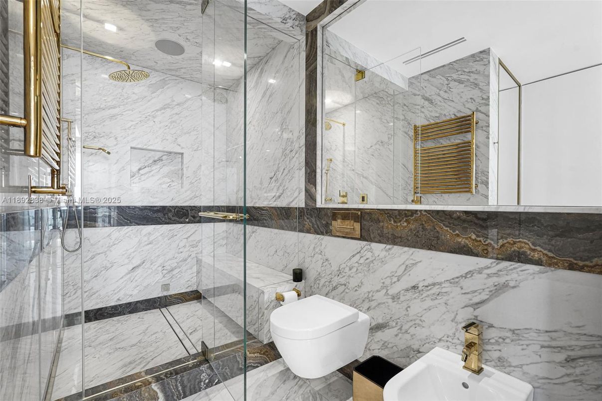 Bathroom, Glass Shower, Interior, Marble, Marble Walls