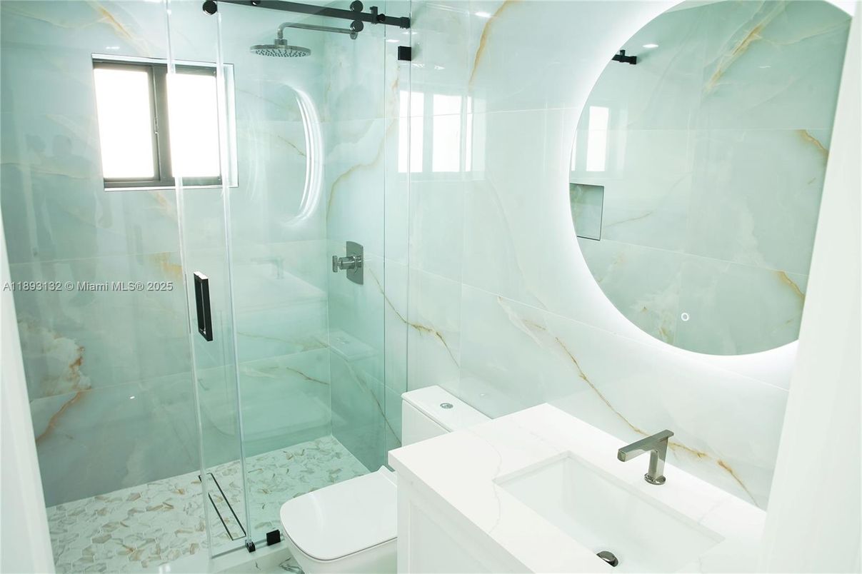 Bathroom, Glass Shower, Interior, Marble Walls