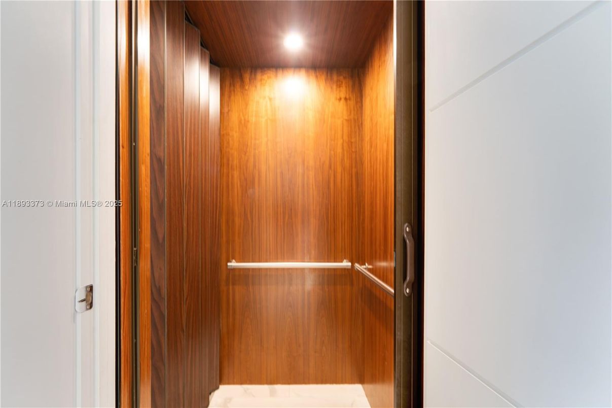 Elevator, Interior, Recessed Lighting, Wooden Ceilings, Wooden Walls