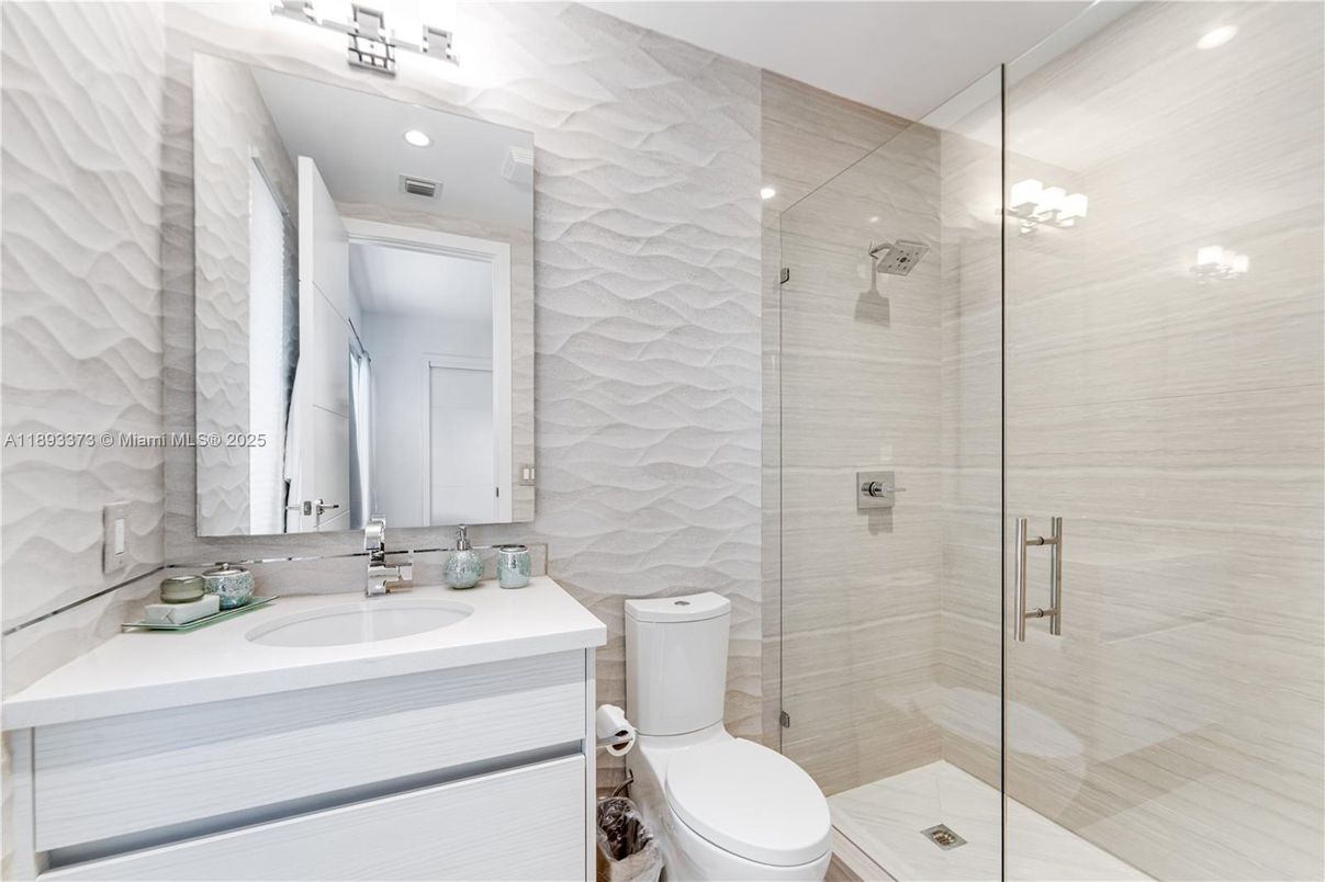 Bathroom, Glass Shower, Interior, Recessed Lighting