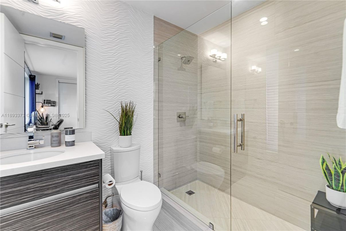 Bathroom, Glass Shower, Interior, Recessed Lighting