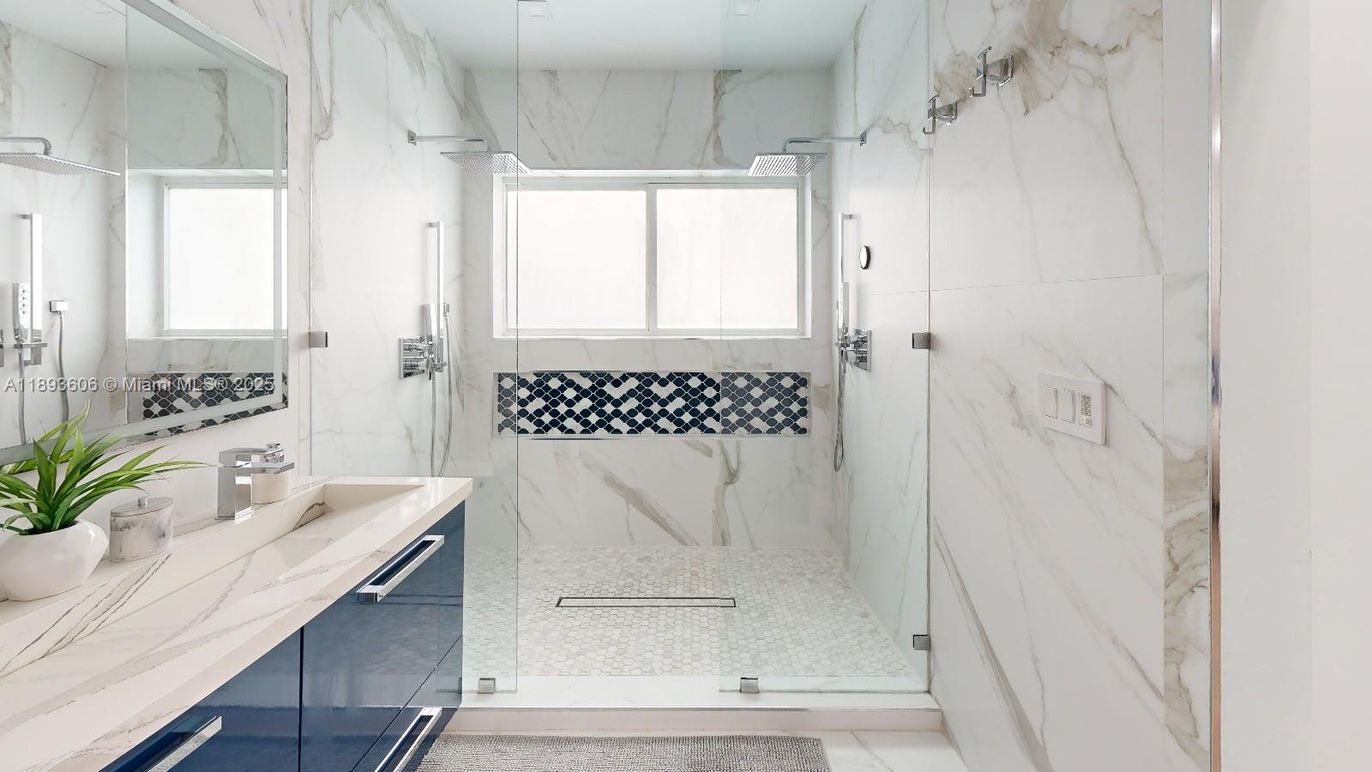 Bathroom, Glass Shower, Interior, Marble Walls