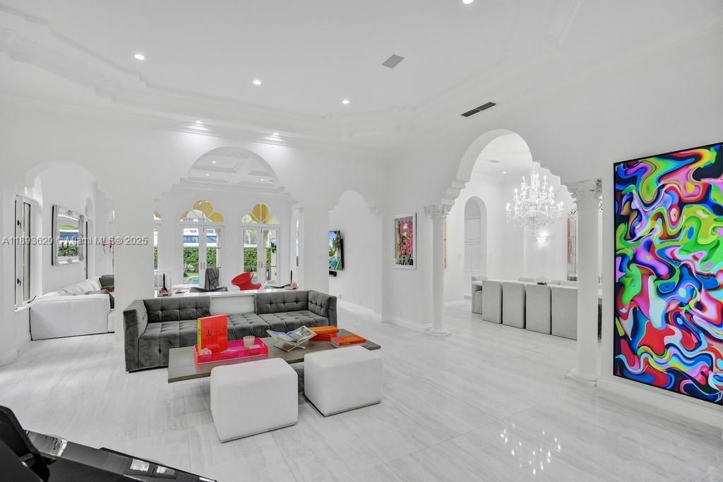 Chandelier, Interior, Living room, Recessed Lighting