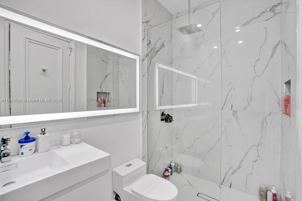 Bathroom, Glass Shower, Interior, Marble Walls