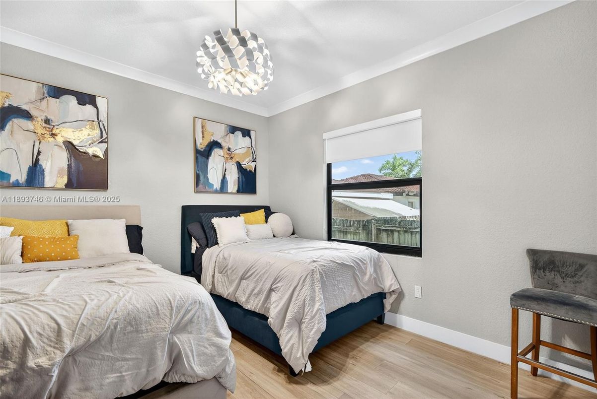 Bedroom, Interior, Pendant Lights, Wood Texture Flooring