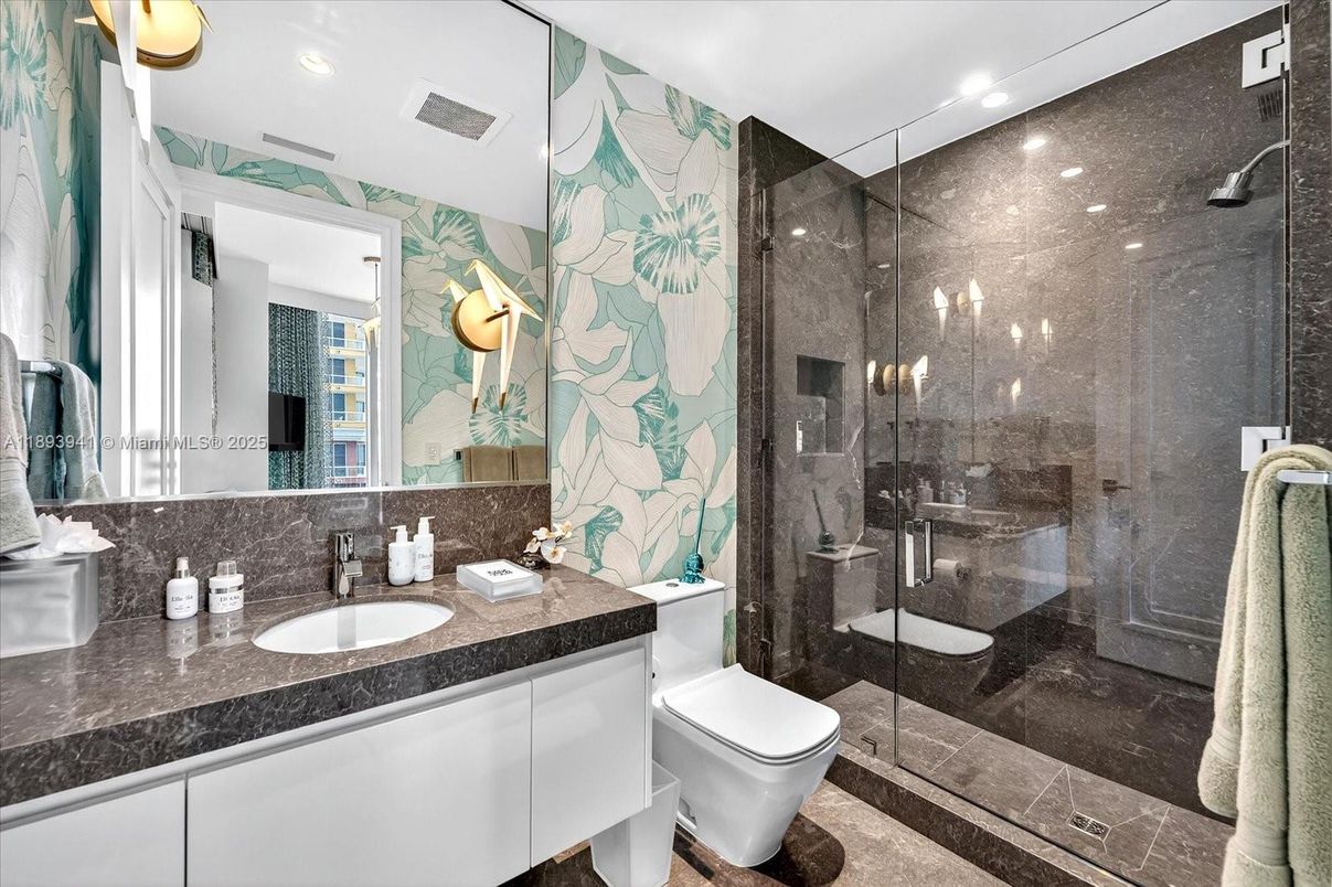 Bathroom, Glass Shower, Interior, Recessed Lighting