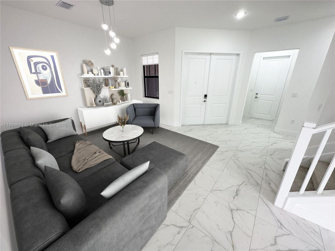 Interior, Living room, Marble, Pendant Lights, Recessed Lighting