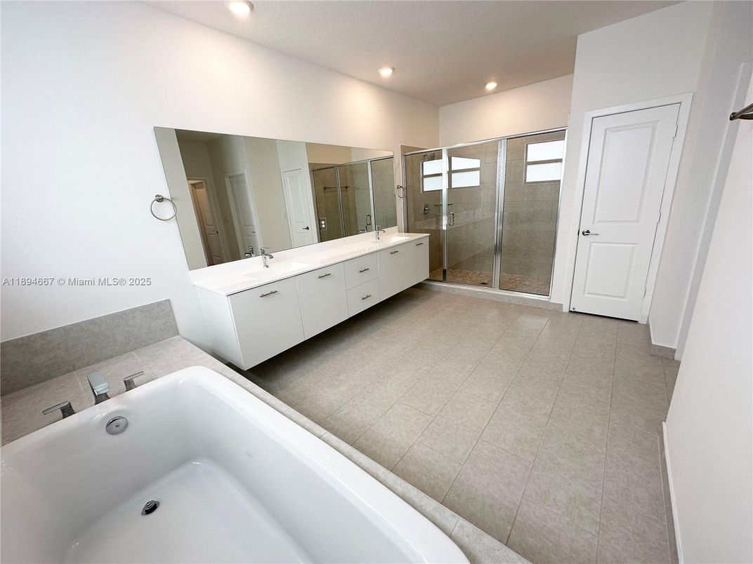 Bathroom, Dual Sink Vanities, Glass Shower, Interior, Recessed Lighting