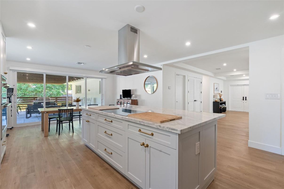 Interior, Kitchen, Recessed Lighting, Wood Texture Flooring
