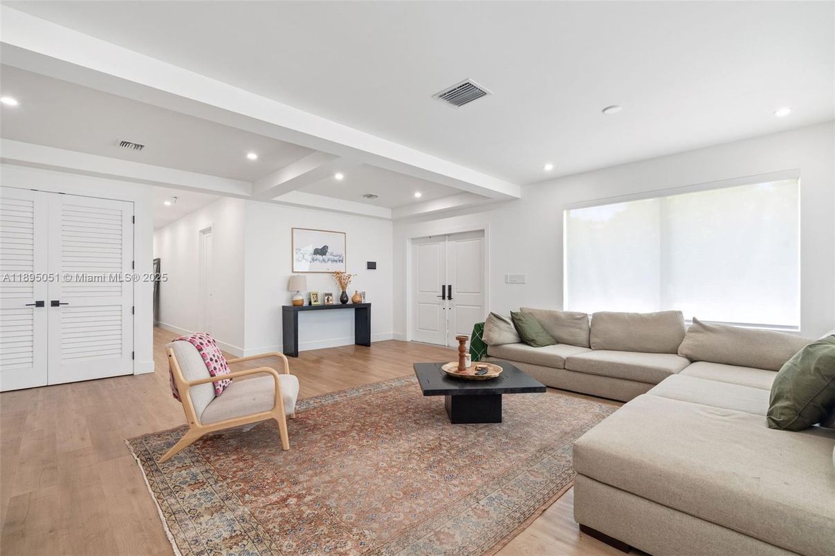 Interior, Living room, Recessed Lighting, Wood Texture Flooring
