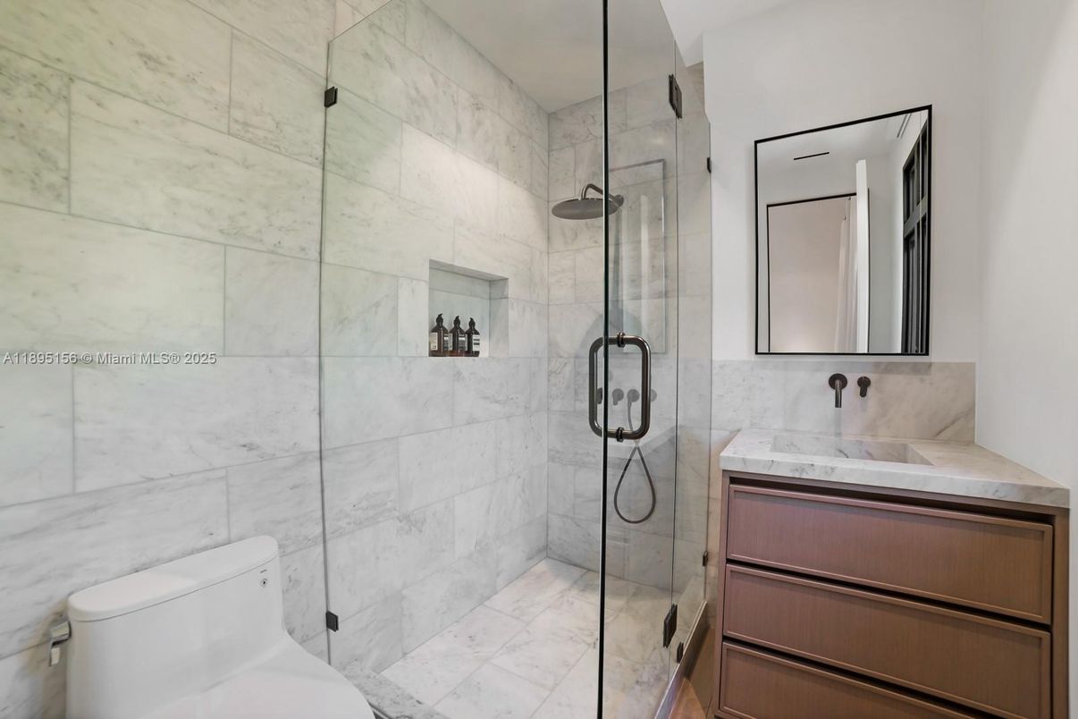 Bathroom, Glass Shower, Interior, Marble Walls
