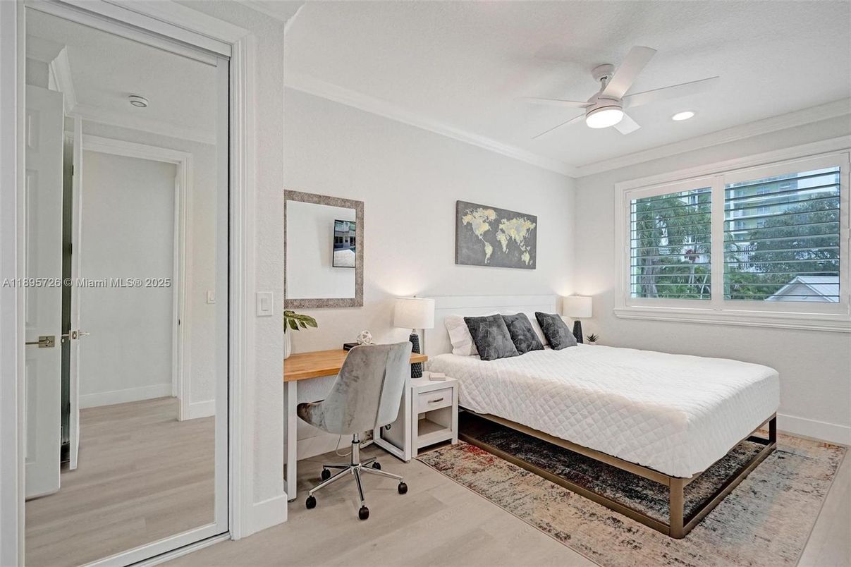Bedroom, Home Office, Interior, Recessed Lighting, Wood Texture Flooring