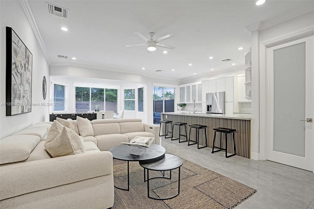 Dining room, Interior, Kitchen, Living room, Recessed Lighting