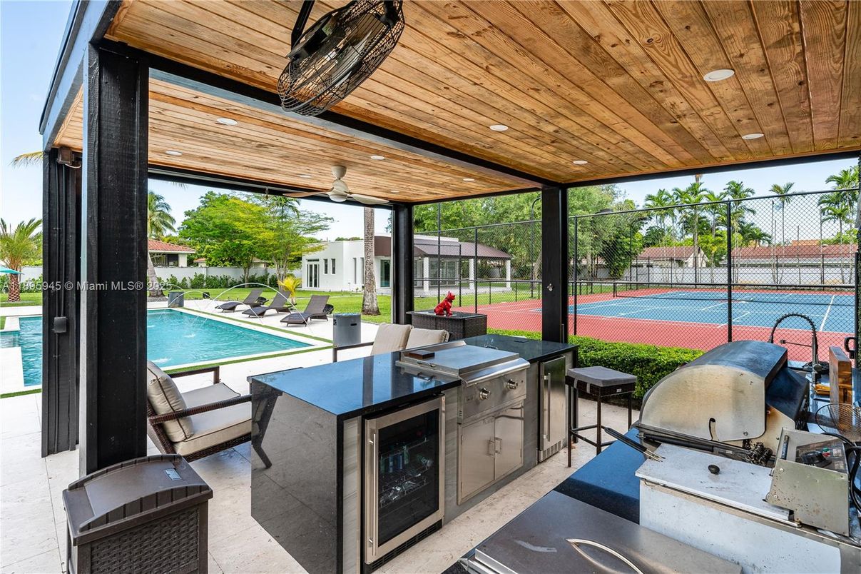 Exterior, Outdoor Kitchen, Pool, Tennis Courts