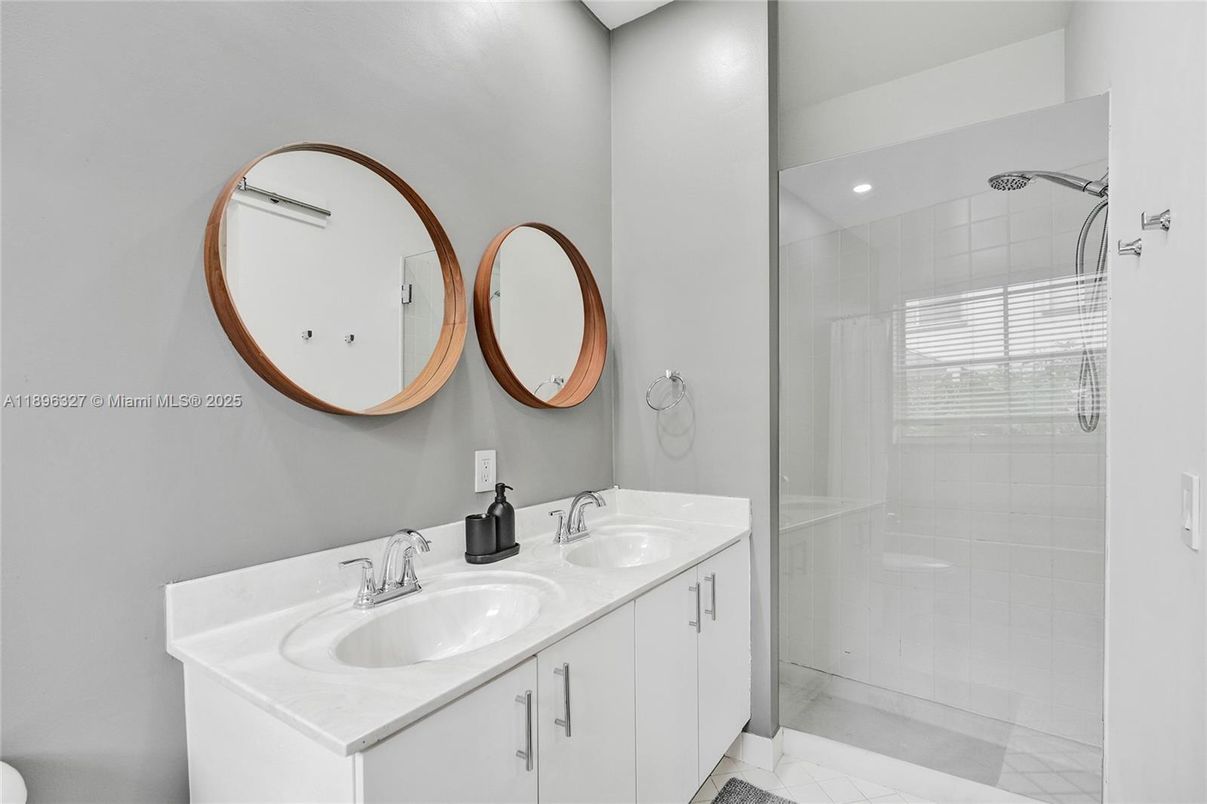 Bathroom, Dual Sink Vanities, Glass Shower, Interior, Recessed Lighting