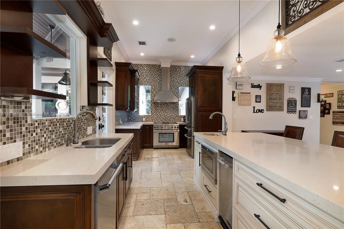 Interior, Kitchen, Pendant Lights, Recessed Lighting, Stainless Steel Appliances