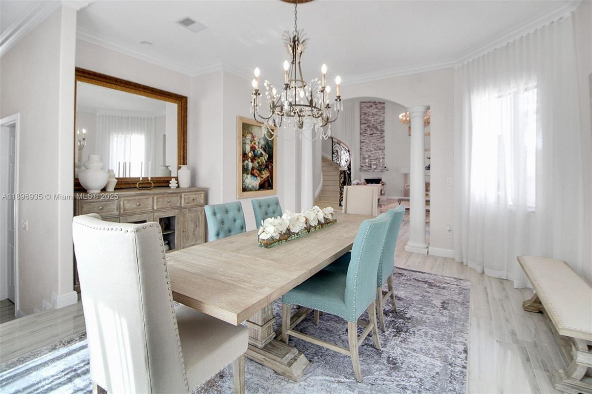 Chandelier, Dining room, Interior, Wood Texture Flooring