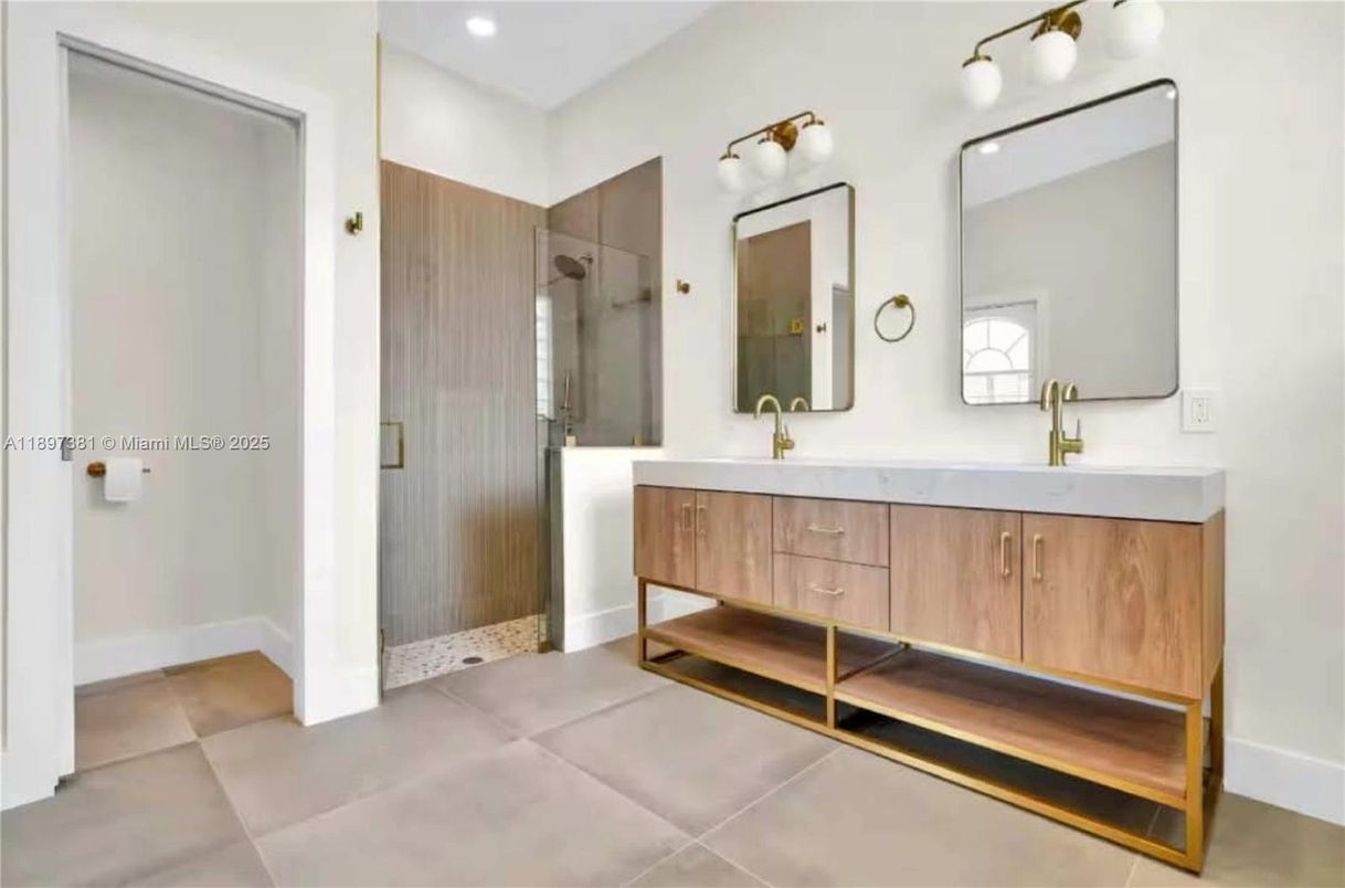 Bathroom, Dual Sink Vanities, Glass Shower, Interior, Recessed Lighting