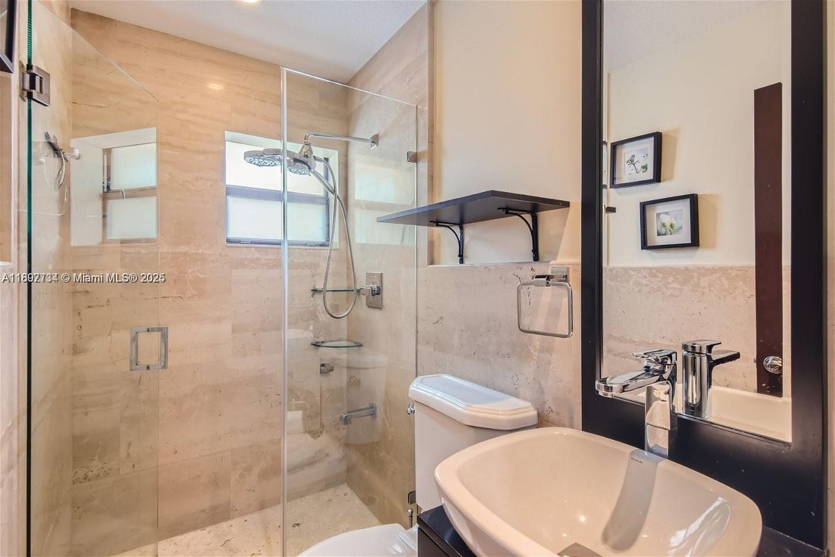 Bathroom, Glass Shower, Interior, Recessed Lighting