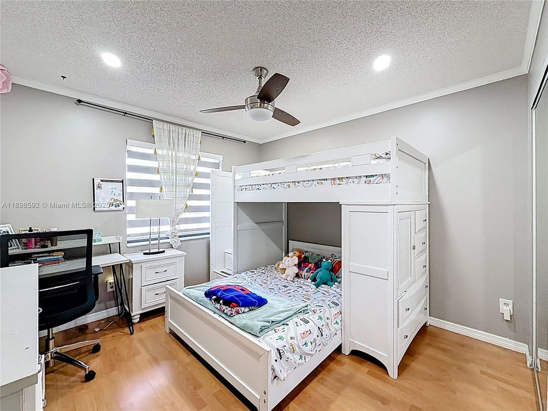 Bedroom, Home Office, Interior, Recessed Lighting, Wood Texture Flooring