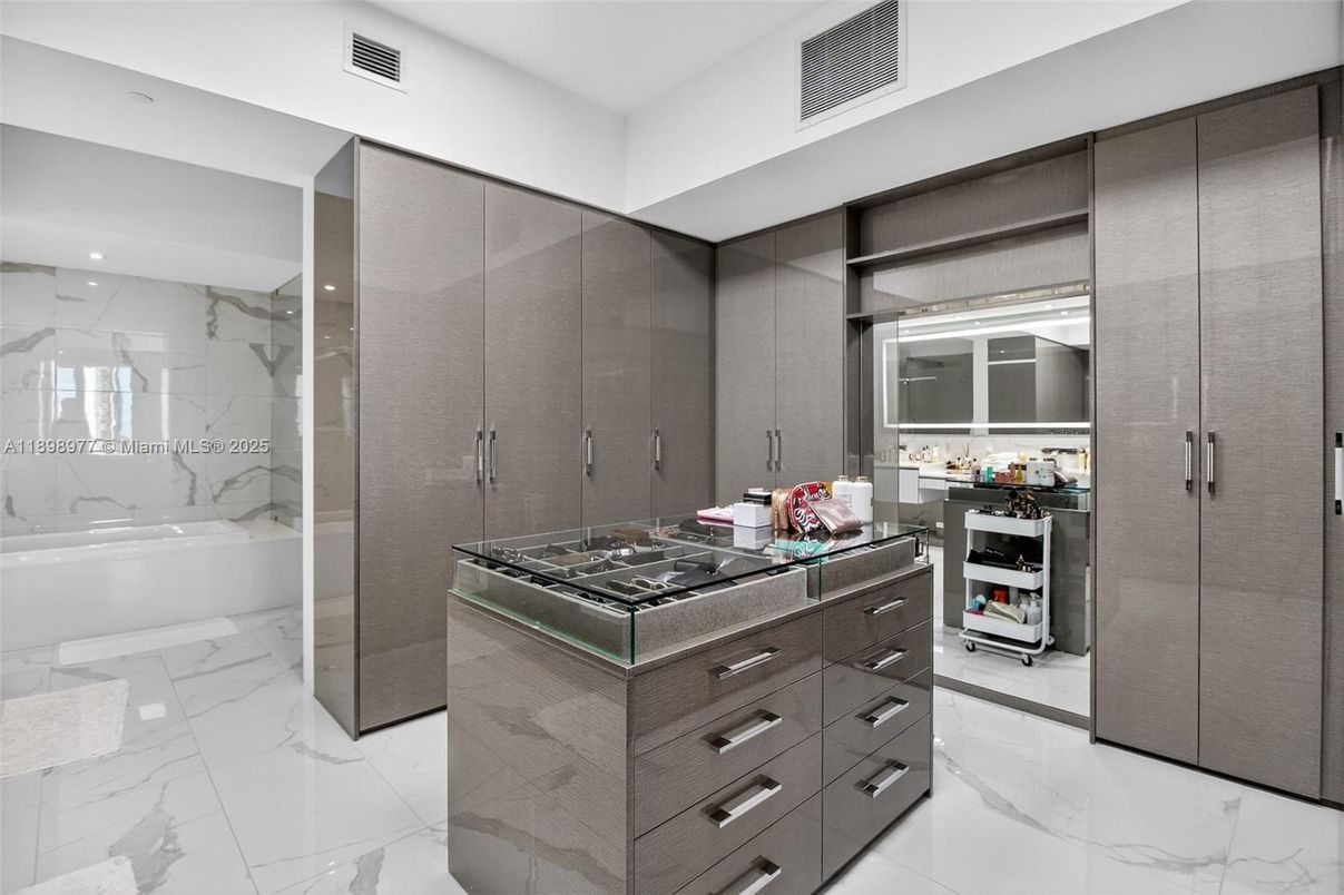 Bathroom, Glass Shower, Interior, Kitchen, Marble, Marble Walls, Recessed Lighting