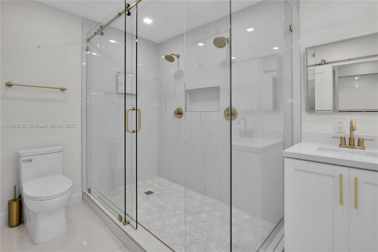 Bathroom, Glass Shower, Interior, Recessed Lighting