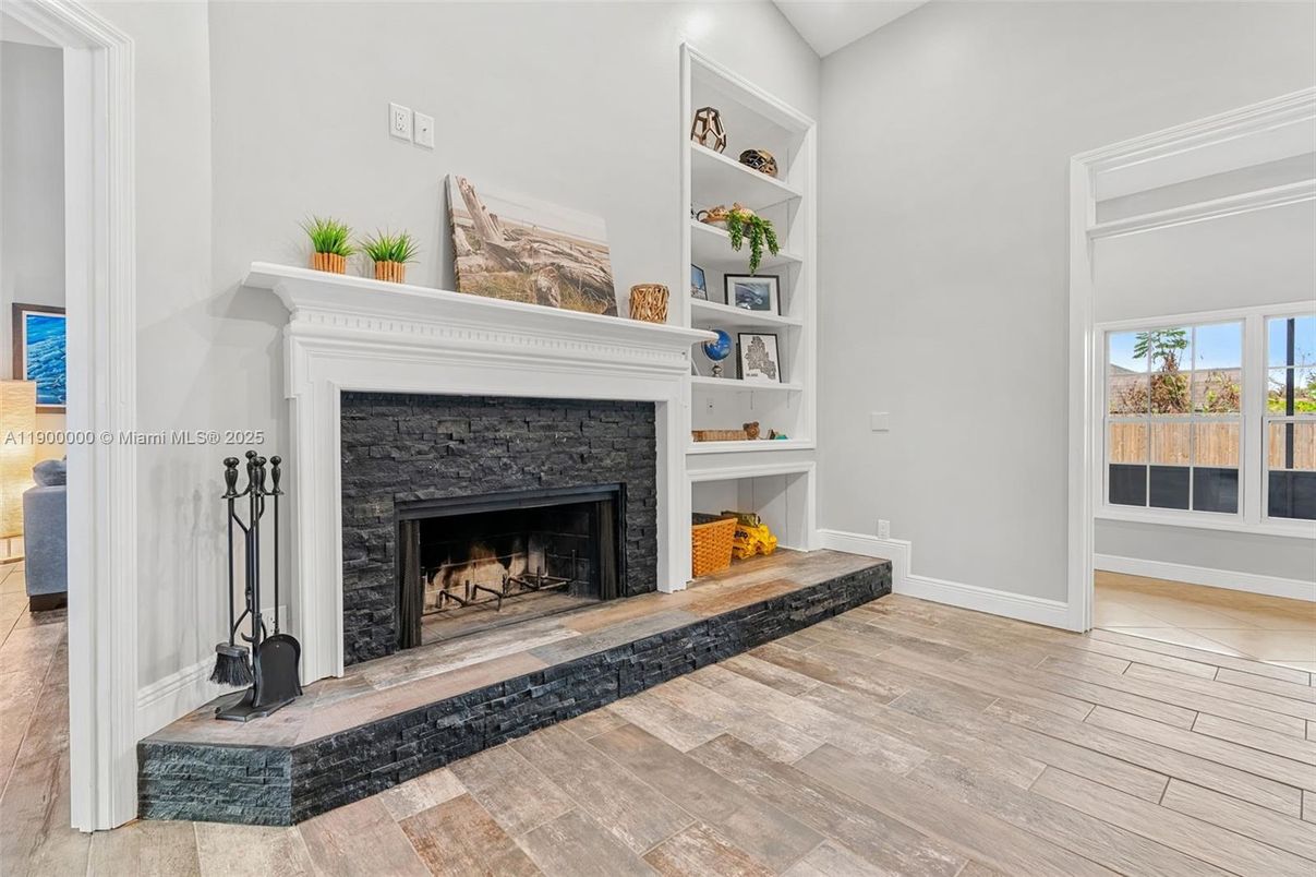 Fireplace, Interior, Wood Texture Flooring