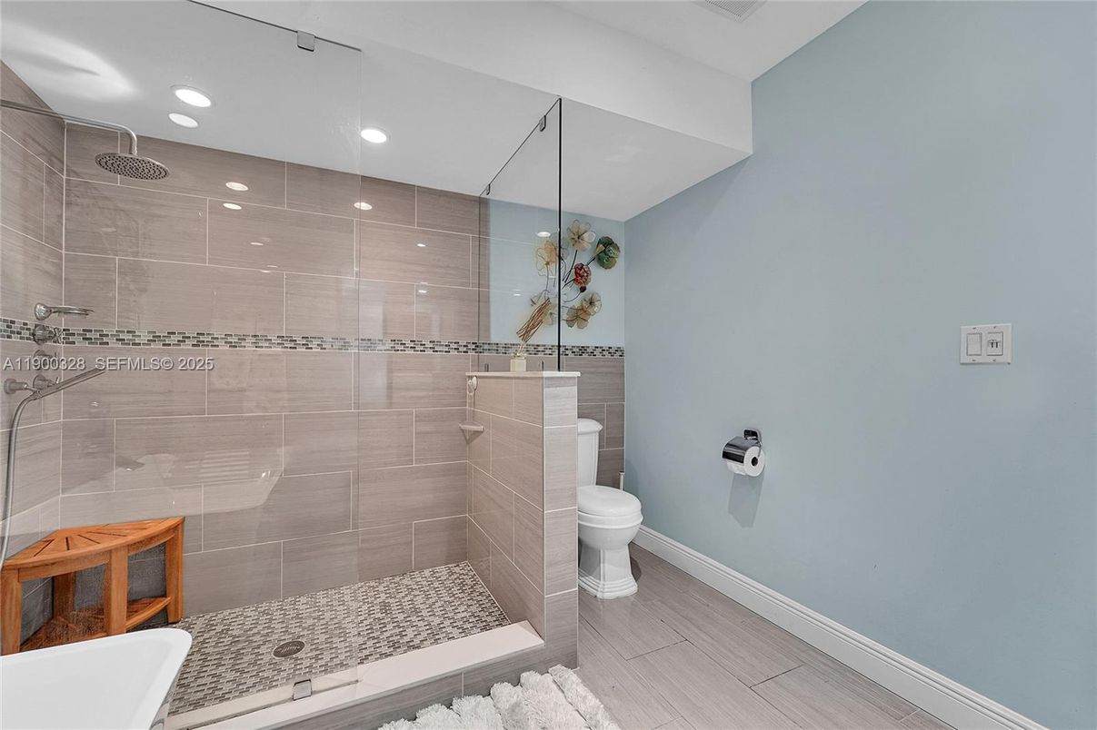 Bathroom, Glass Shower, Interior, Recessed Lighting