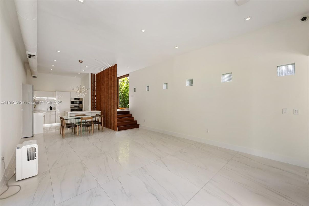 Chandelier, Dining room, Interior, Marble, Pendant Lights, Recessed Lighting, Wooden Walls